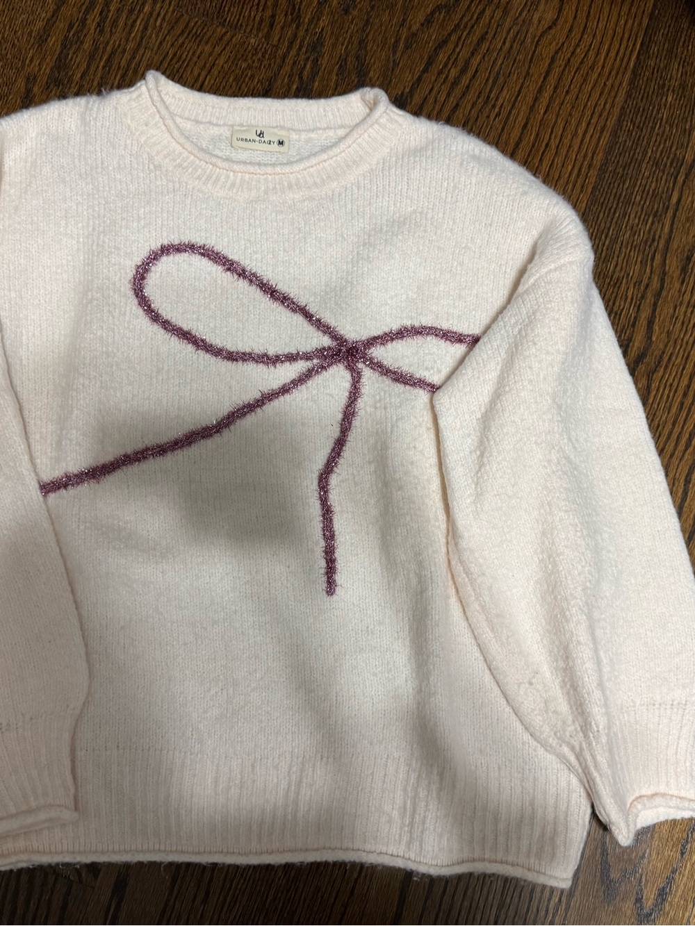 Pink Bow Graphic Crewneck Sweater